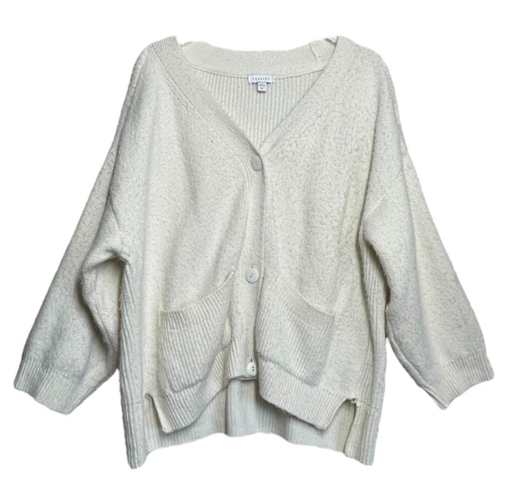 3 FOR $45 SALE | Topshop Oversized Ribbed Knit Cardigan Ivory Medium